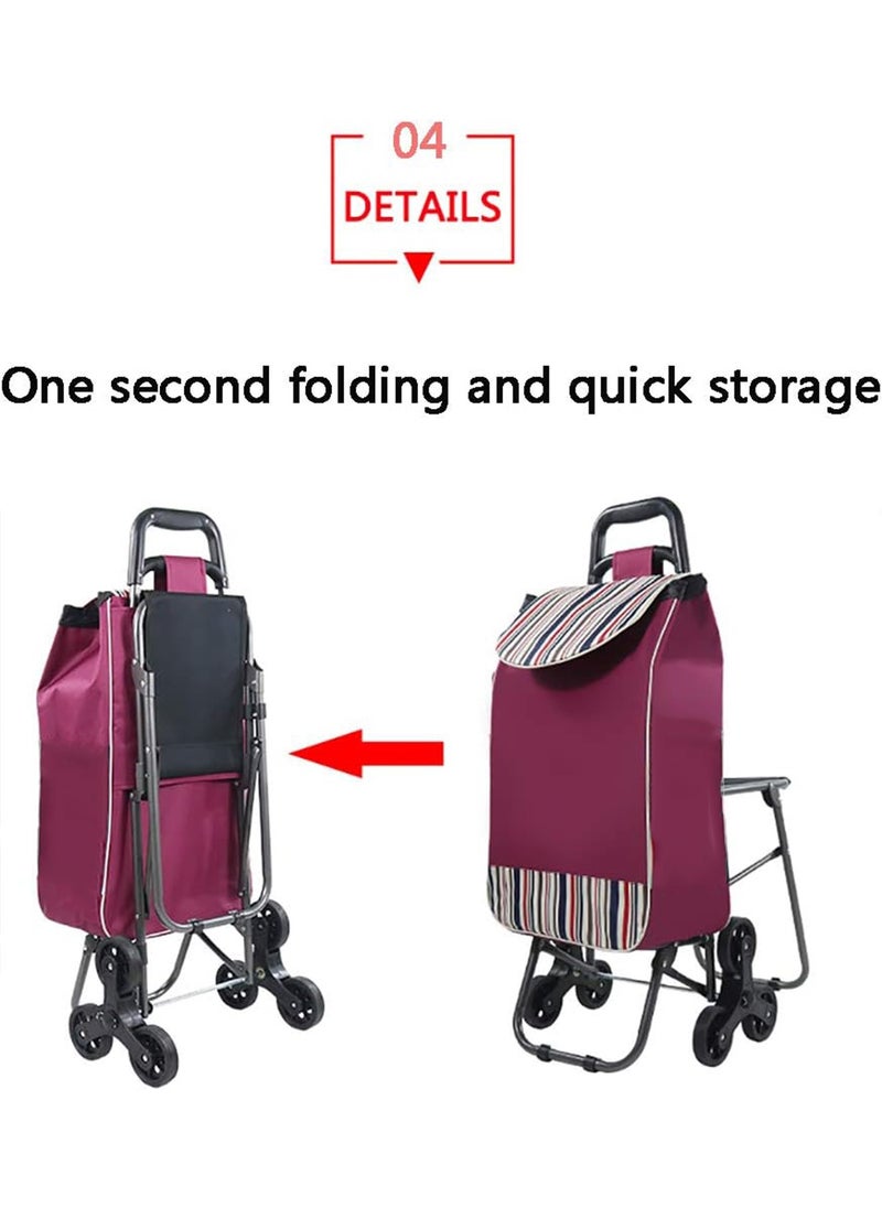 Generic - Foldable Portable Shopping Cart Includes A Seat And 6 Stainless Steel Stair Climbing Wheels - Image 1