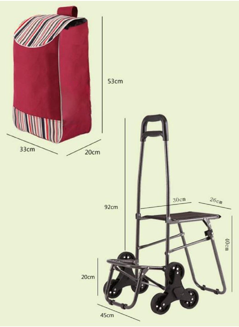 Generic - Foldable Portable Shopping Cart Includes A Seat And 6 Stainless Steel Stair Climbing Wheels - Image 1