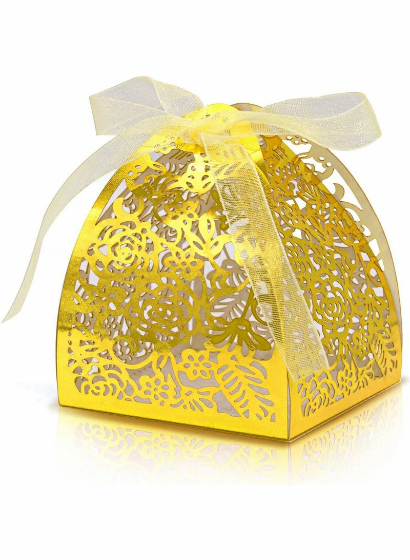 Generic Elegant Laser Cut Rose Candy Favor Boxes for Weddings and Parties 2.5x2.5x3.1 Inches Gift Packaging  - Image 1