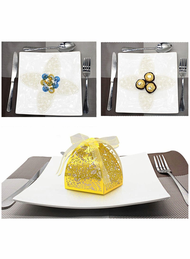 Generic Elegant Laser Cut Rose Candy Favor Boxes for Weddings and Parties 2.5x2.5x3.1 Inches Gift Packaging  - Image 2