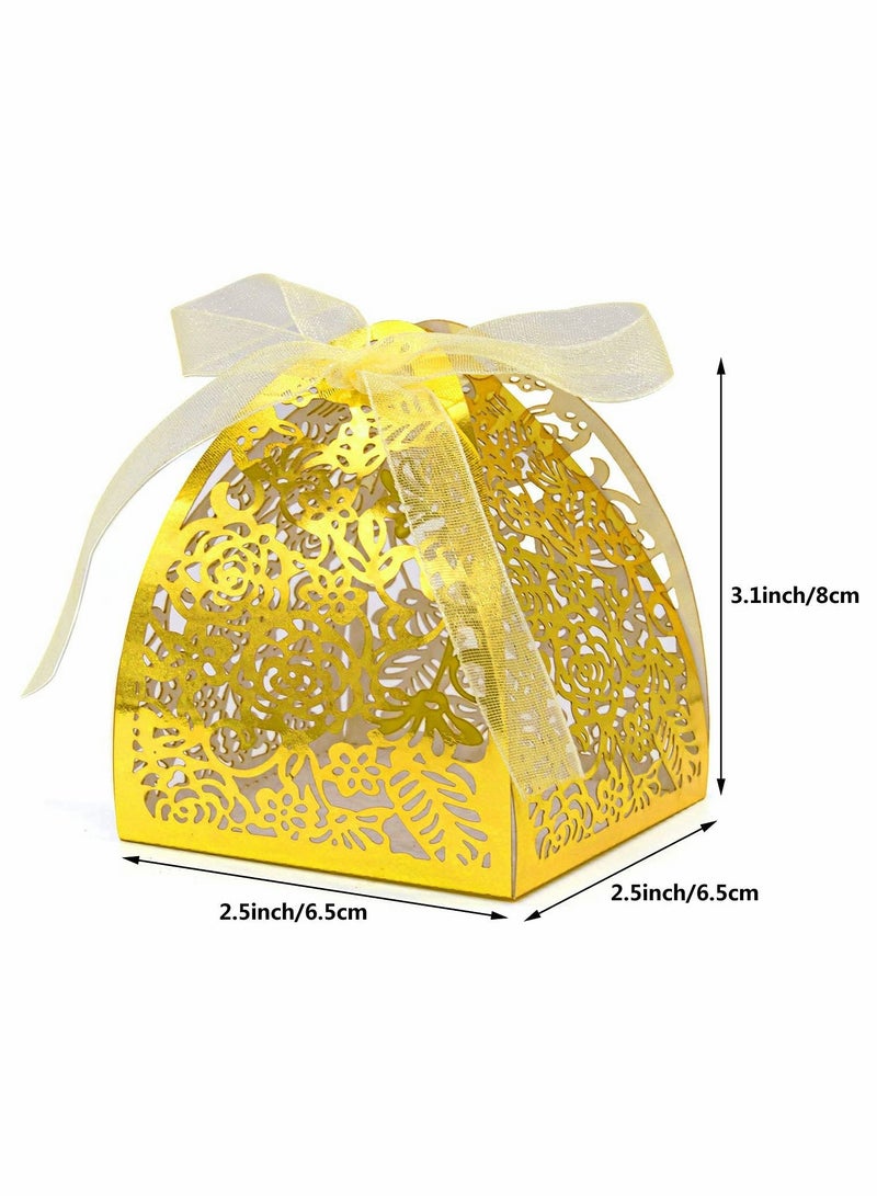 Generic Elegant Laser Cut Rose Candy Favor Boxes for Weddings and Parties 2.5x2.5x3.1 Inches Gift Packaging  - Image 3