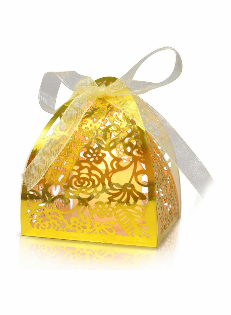 Generic Elegant Laser Cut Rose Candy Favor Boxes for Weddings and Parties 2.5x2.5x3.1 Inches Gift Packaging  - Image 4