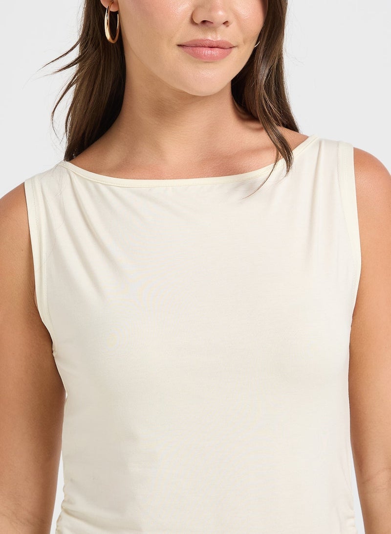 Ginger Basics Boat Neck Fitted Ruched Vest - Image 3