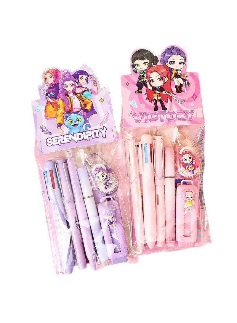saykfoe 7Pcs Cute Purple Stationery Set for Girls, Kpop Demon Hunter Theme Aesthetic Stationary for School Supplies - Image 5