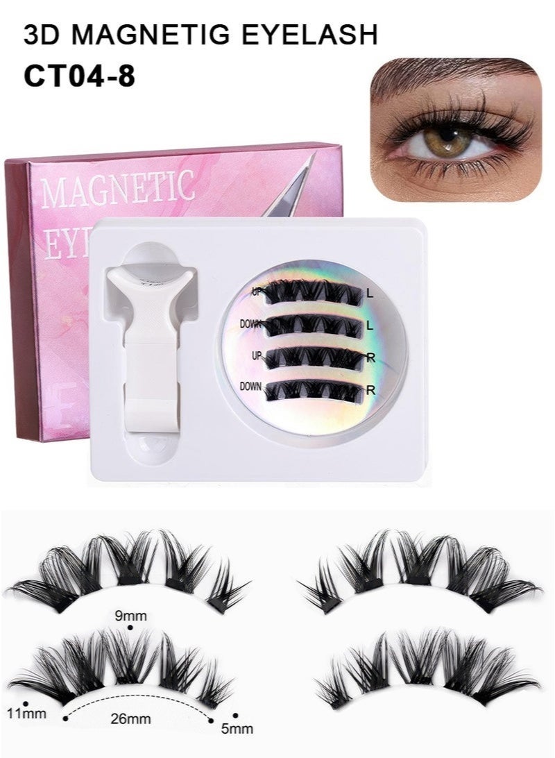 جلامكيت رموش مغناطيسية نصف عيون رموش قابلة لإعادة الاستخدام مع أداة تطبيق لا تحتاج إلى غراء رموش طبيعية المظهر مجموعة رموش سهلة الارتداء والإزالة CT04-8 - Image 1