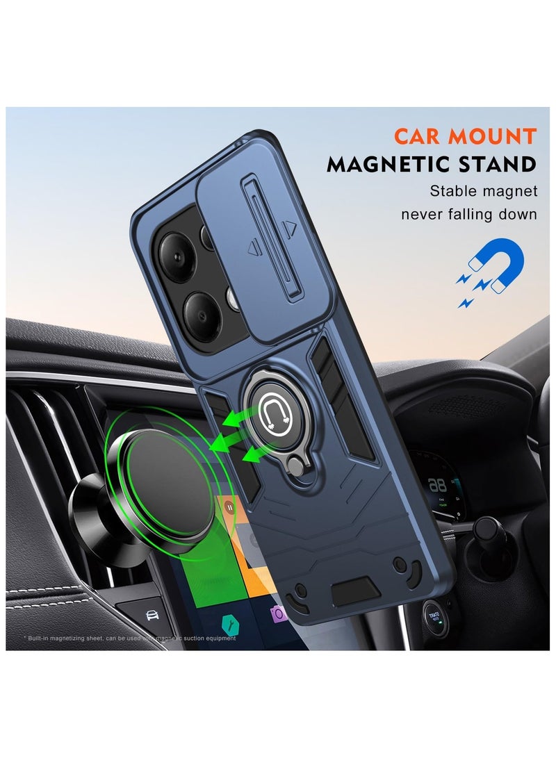 جولدن ماسك لهاتف شاومى ريدمى نوت 13 برو 4جى (Xiaomi Redmi Note 13 Pro 4G ) جراب الحماية الفائقه مع دبله معدانيه وباب جرار لحماية كاميرة الهاتف - (ازرق داكن) - Image 5