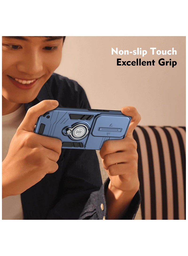 جولدن ماسك لهاتف شاومى ريدمى نوت 13 برو 4جى (Xiaomi Redmi Note 13 Pro 4G ) جراب الحماية الفائقه مع دبله معدانيه وباب جرار لحماية كاميرة الهاتف - (ازرق داكن) - Image 3