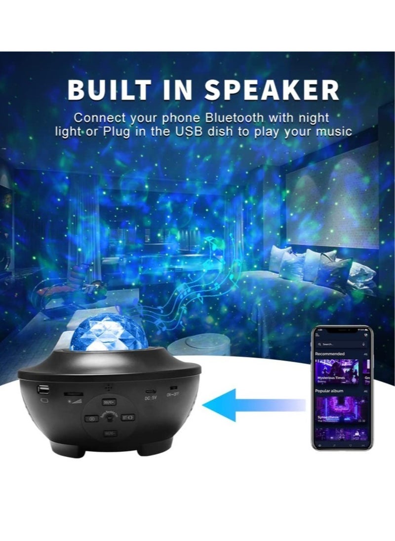 ELTRAZONE - LED Starry Sky Projector Rotating Water Waves Projection Lamp, Galaxy Projector Night Light, Bluetooth Starlight Projector Lamp, for Children, Party, Room, Decoration - Image 1