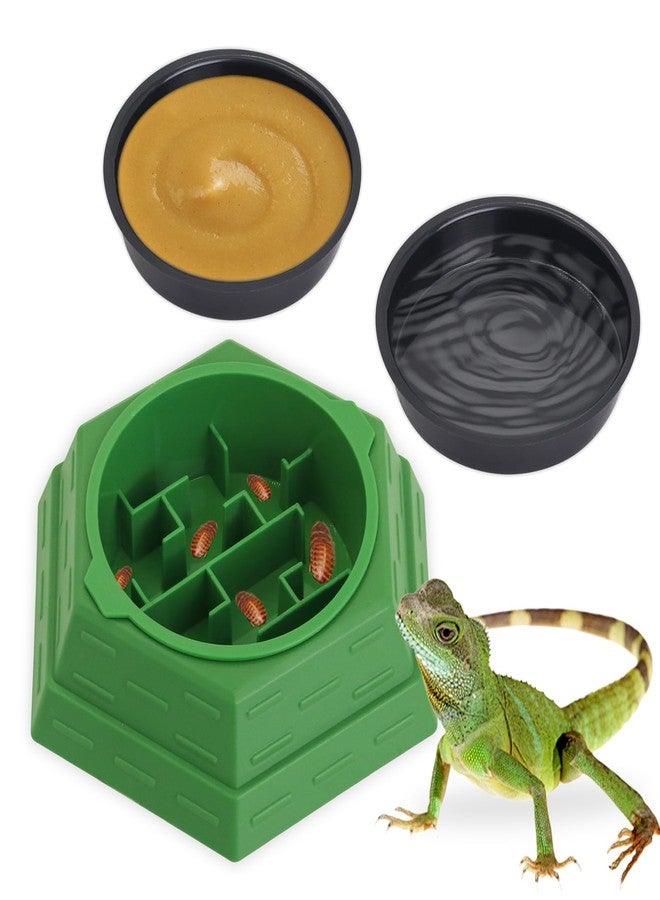 APlayfulBee Reptile Feeder Bowl Worm Dish Anti-Escape Food Dish Bowl with 2PCS Feeding Box, Food Water Feeder for Crested Gecko Lizard Chameleon Pets, Reptile Terrarium Tank Accessories (S) - Image 1