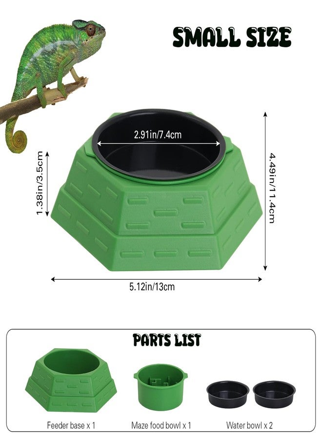 APlayfulBee Reptile Feeder Bowl Worm Dish Anti-Escape Food Dish Bowl with 2PCS Feeding Box, Food Water Feeder for Crested Gecko Lizard Chameleon Pets, Reptile Terrarium Tank Accessories (S) - Image 2