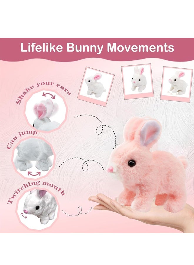 Hopping Rabbit Interactive Electronic Pet Plush Bunny Toy with Sounds and Movements Animated Walking Wiggle Ears Twitch Nose Gift for Toddlers Birthday, Pink - Image 3