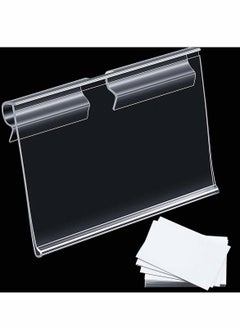 Y&D Plastic Label Holder, Clip on Labels Holders Clear Sign Display Holder Ticket for Classification Mark, Basket Storage Bins 6 x 4.2 cm (100 Pieces)  - Image 1