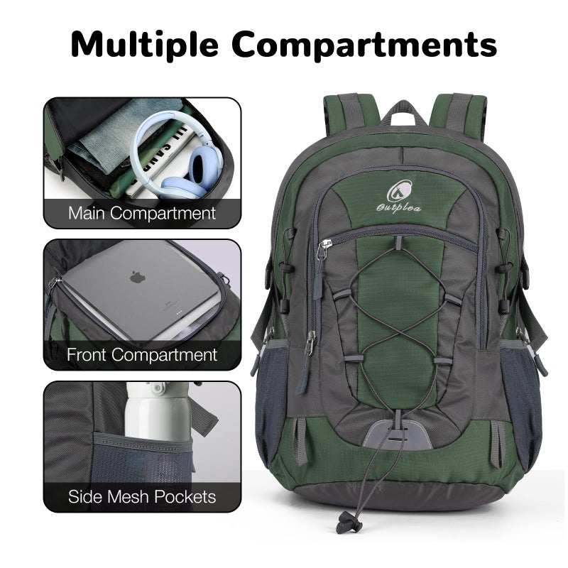 Outplea 25L Small Hiking Backpack with Chest Strap for Men Women, Waterproof Travel Backpack Day Pack, Lightweight Padded Hiking Daypacks for Camping Traveling Outdoor Sports, Green - Image 5