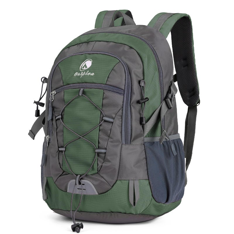Outplea 25L Small Hiking Backpack with Chest Strap for Men Women, Waterproof Travel Backpack Day Pack, Lightweight Padded Hiking Daypacks for Camping Traveling Outdoor Sports, Green - Image 1
