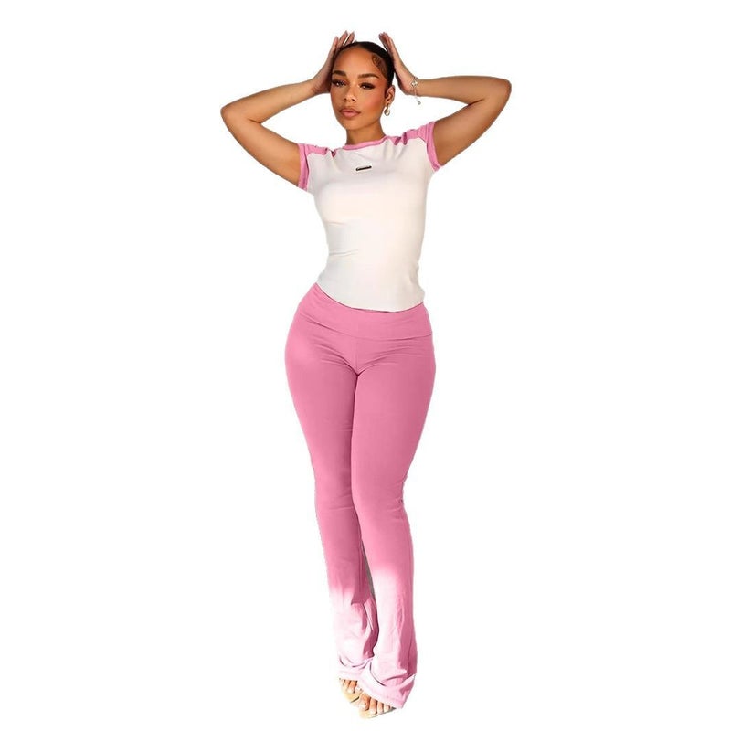 Y6031 Womens Sporty Dance Yoga Suit Spring Summer Pink  - Image 1