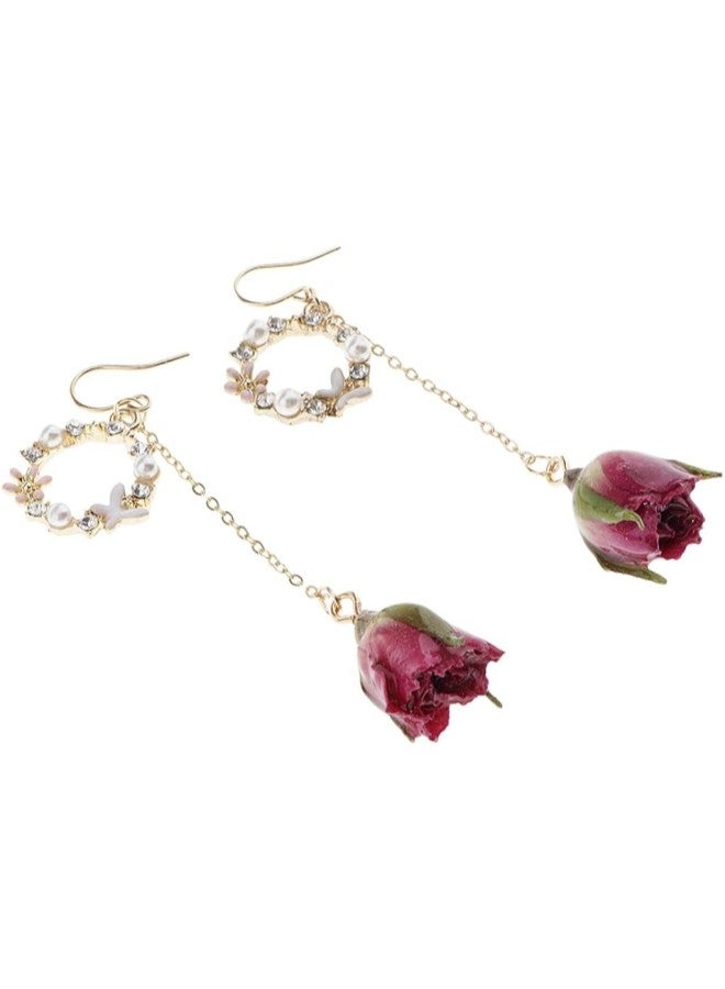 silvercnc Women's Hanging Earrings, Stud Earrings, Flower Bud Earrings, Dangling 