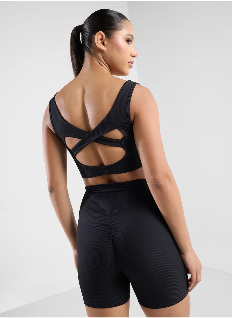 فورورد Seamless Back Cutout Detail Sports Bra