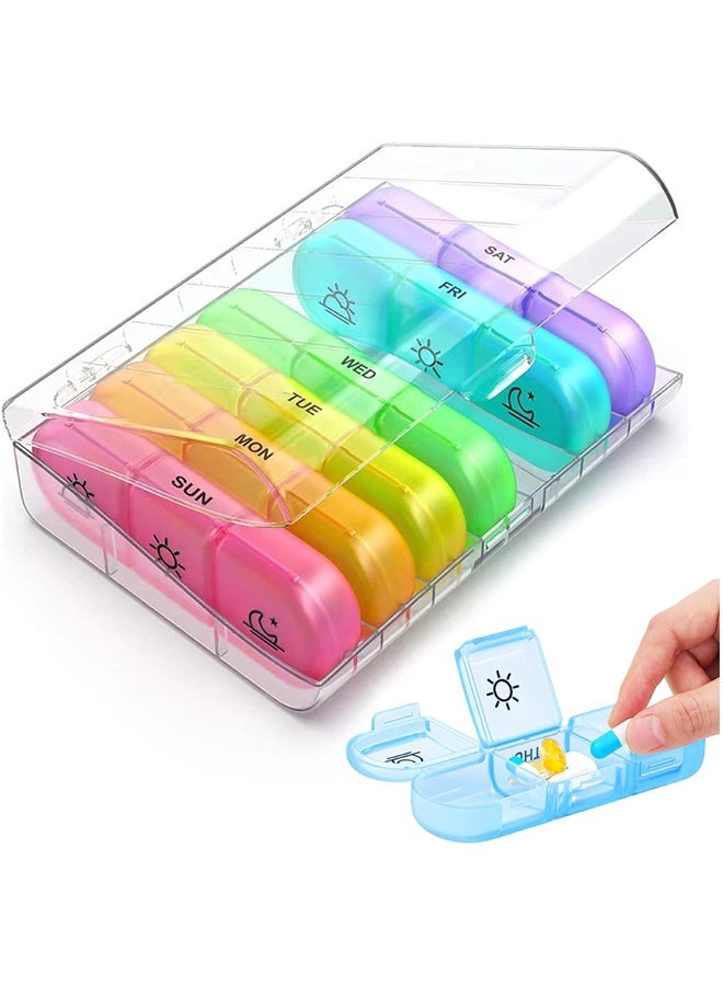 LLASIDO Weekly Pill Organizer 3 Times a Day, Portable Travel Pill Box 7 Day with Large Pill Containers, Light-Proof Pill Case for Vitamins, Medication, Supplements and Fish Oils - Image 1