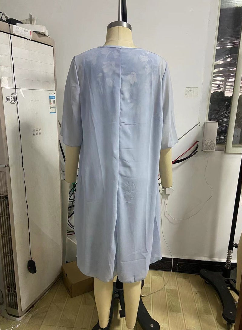 general Women's Floral Print Round-neck Two-piece Set - casual Sleeveless Flowing Dress Paired With Cardigan Jacket - Image 3