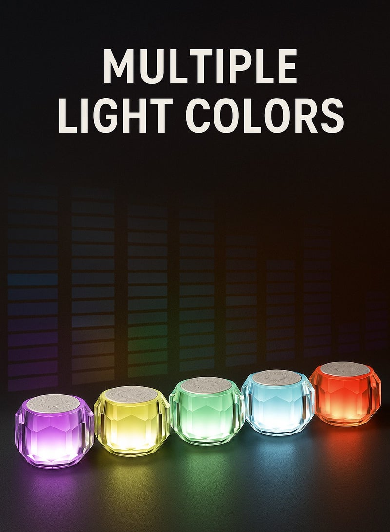 Romantic Crystal Bluetooth Speaker Night Light – 360° Surround Sound, Colorful Ambient Lamp, Portable Gift（Circle）  - Image 5