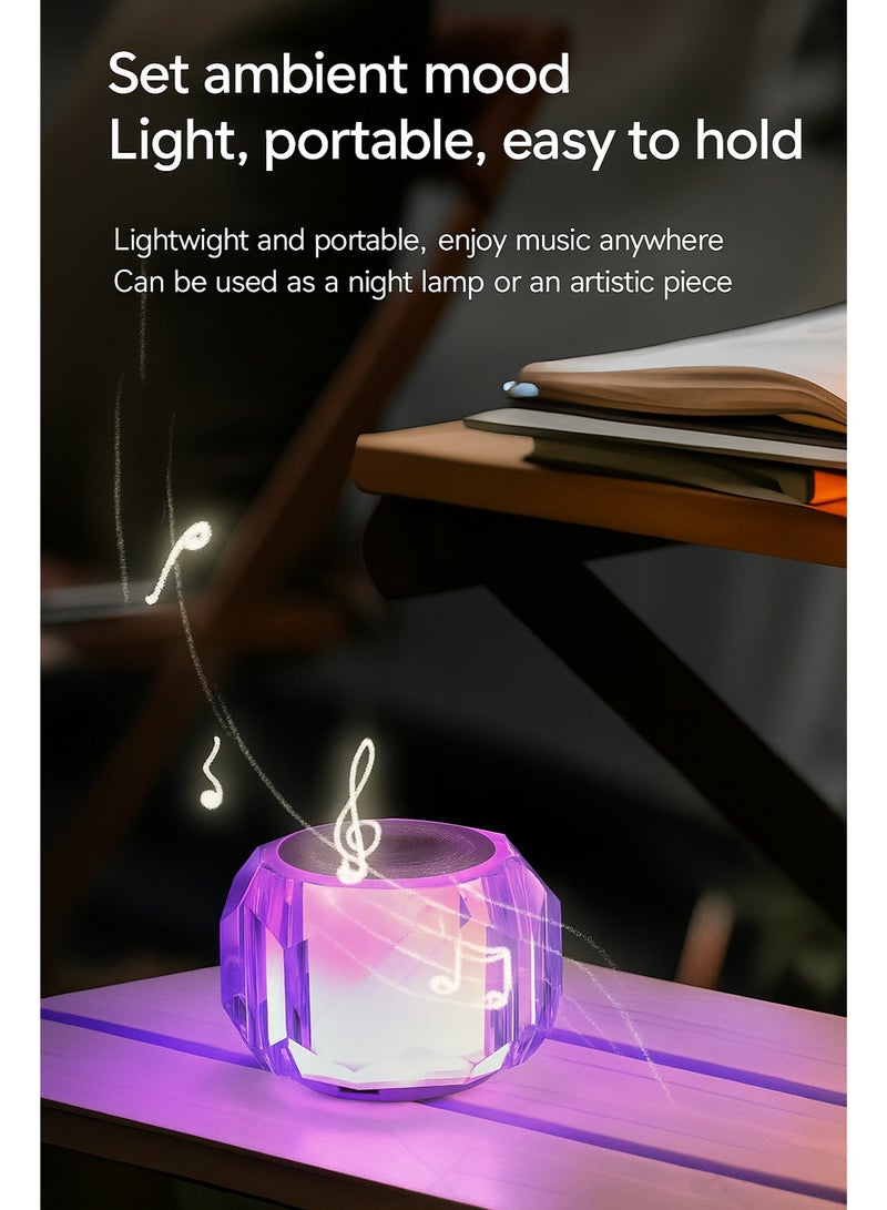 Romantic Crystal Bluetooth Speaker Night Light – 360° Surround Sound, Colorful Ambient Lamp, Portable Gift（Circle）  - Image 1