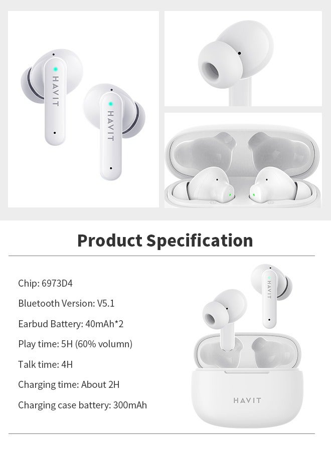 HAVIT Wireless In-Ear Earbuds 5.1 Bluetooth Headset Bluetooth Earbuds Noise Cancellation High Quality Sound Touch Control Lightweight Stylish Suitable for Calls, Music, Driving - Image 5