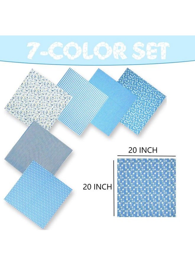 VUFVOID High-Grade Cotton Quilting Fabric Bundle, 100% Cotton Floral Print Patchwork Material for DIY Sewing, Cushions, Crafts, Machine Washable, Multi-Color Patterns (Light Blue, 20 * 20'') - Image 2