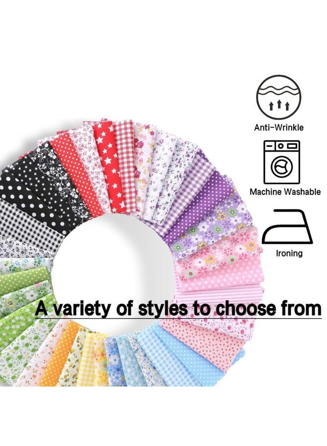 VUFVOID High-Grade Cotton Quilting Fabric Bundle, 100% Cotton Floral Print Patchwork Material for DIY Sewing, Cushions, Crafts, Machine Washable, Multi-Color Patterns (Light Blue, 20 * 20'') - Image 3
