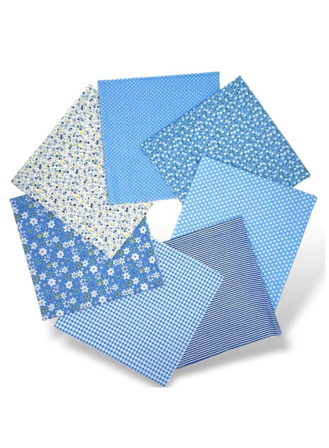 VUFVOID High-Grade Cotton Quilting Fabric Bundle, 100% Cotton Floral Print Patchwork Material for DIY Sewing, Cushions, Crafts, Machine Washable, Multi-Color Patterns (Light Blue, 20 * 20'') - Image 1