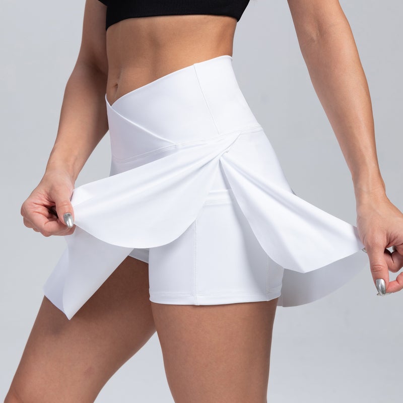Generic Cross-border Sports Skirt Yoga Shorts Skirt Tennis Skirt Clothing Fitness Clothing Running Outdoor High Waist Yoga Clothing Women White