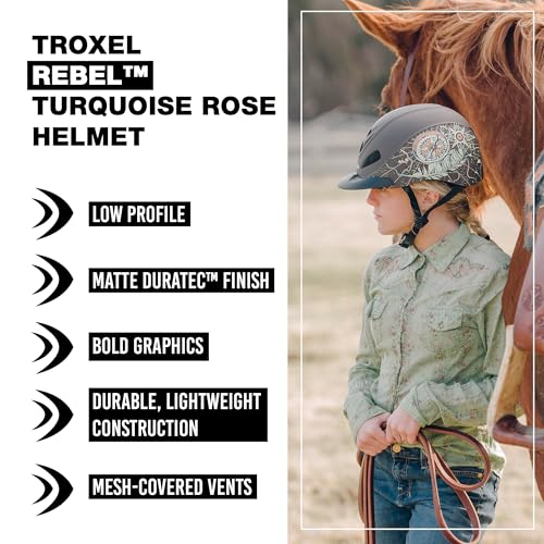 Troxel Rebel Bold Horse Riding Helmet, Low-Profile, Light, Adjustable Design, Safety Horseback Riding Gear, Large (7-1/4 - 7-3/8), Turquoise Rose - Image 2