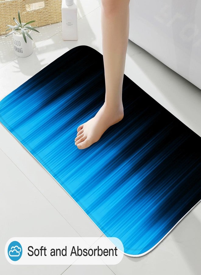 Litabel 4 Pcs Blue and Black Gradient Shower Curtain Set with Rugs and Toilet Lid Cover, Modern Simple Waterproof Fabric Bathroom Set, Ombre Stripe Gothic Abstract Bathroom Decor Set Accessories - Image 5