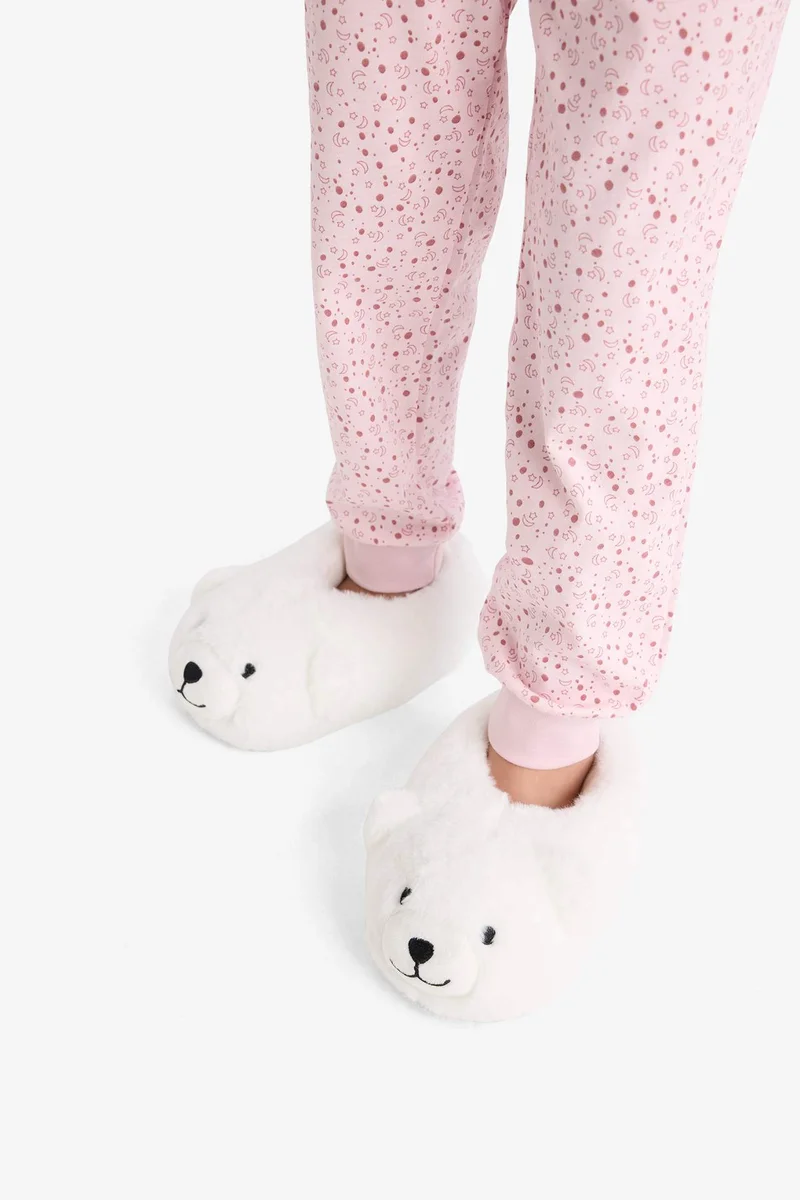 Defacto Girl Bear Themed Flat Sole Home Boots