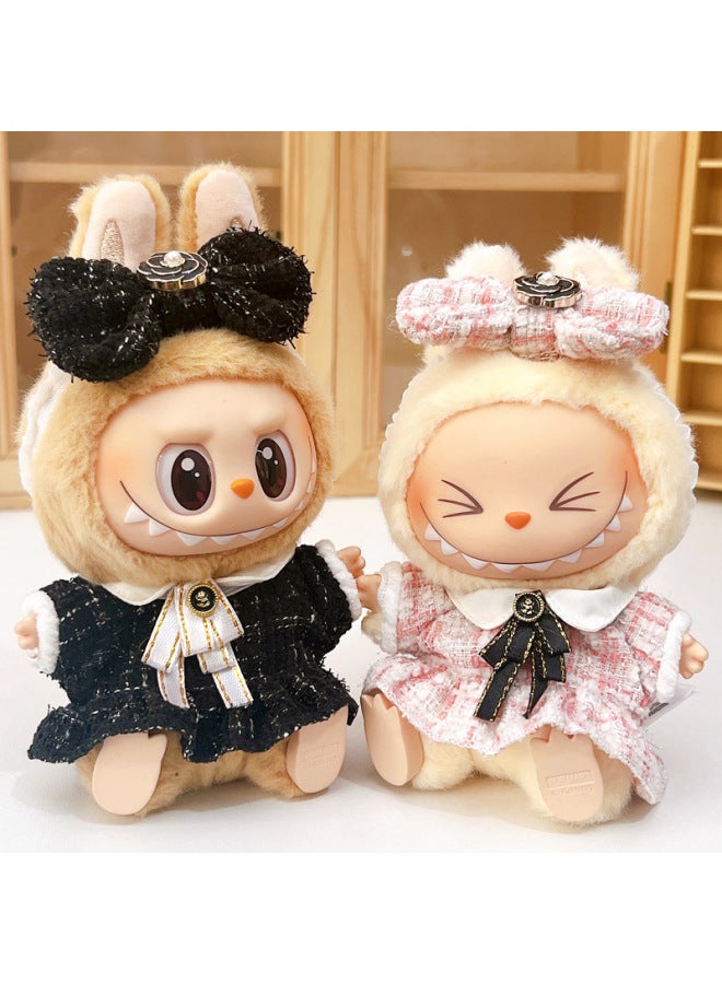 Loquat Party Themed Sitting Labubu Vinyl Dolls Clothing Realistic Toy Figures Collectible Blind Box Charms Stock Available-Color:(Black) Gold Powder Family Suit-Height:One Or Two Generations Of Cloth Wear - Image 3