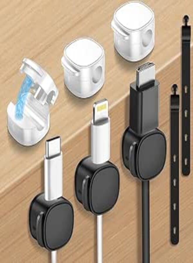 𝟖𝐏𝐚𝐜𝐤 𝐔𝐩𝐠𝐫𝐚𝐝𝐞𝐝 Magnetic Cable Clips & Silicon Cable Ties,Cord Holder[ Cable Smooth Adjustable Desk Organizer],Under Desk Cable Management,Adhesive Home Office Wire Sets Holder Keeper
