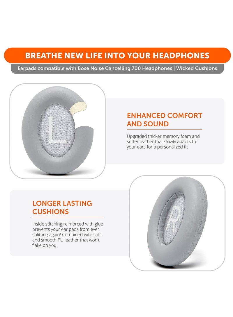 general Replacement Ear Pads for Bose 700 Noise Cancelling Headphones (NC700) Softer PU Leather, Luxurious Memory Foam, Added Thickness, Extra Durable Ear Cushions (Grey) - Image 3