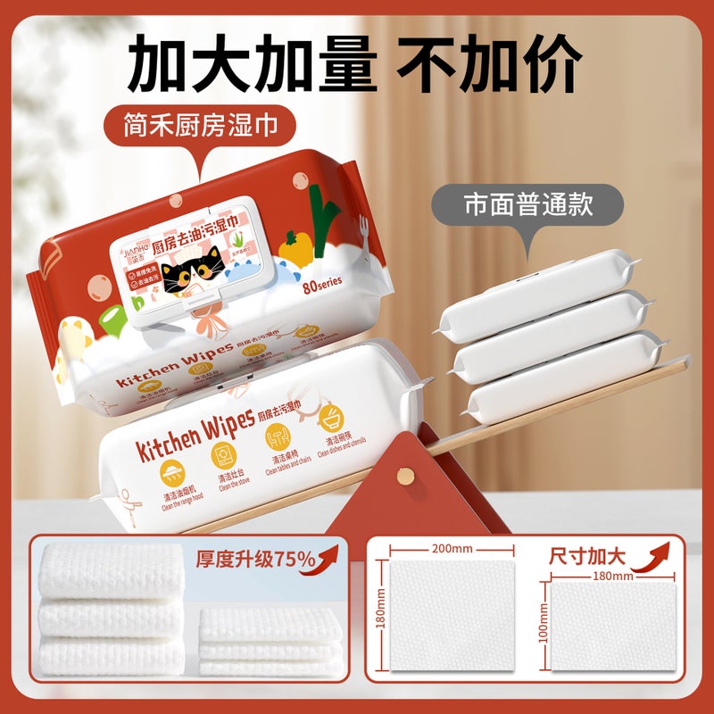 Kitchen Wipes Thickened And Extra-Large Cleaning Wipes Powerful Degreasing No-Wash Cleaning Stove Range Hood Wipes - Image 3
