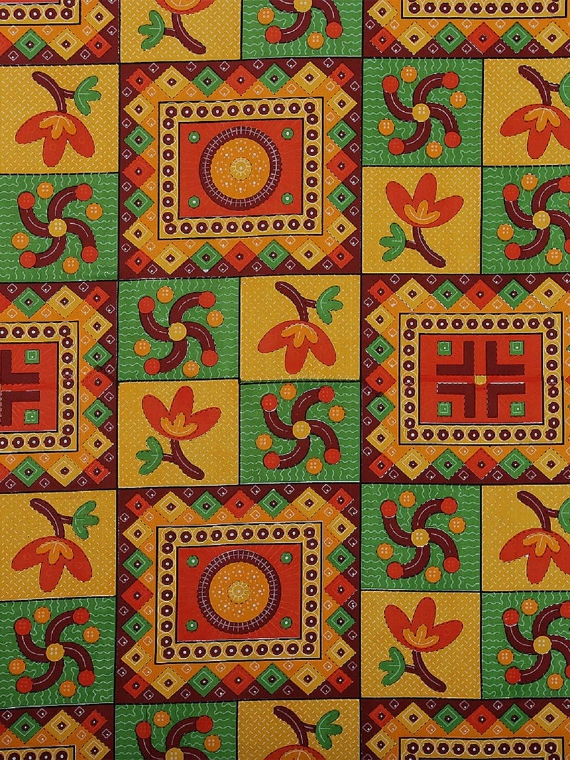 144 TC Cotton Comfort Rajasthani Jaipuri Traditional Sanganeri Printed Single Bedsheet with Pillow Cover Orange  - Image 2