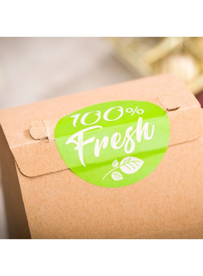 Restaurantware ملصقات مقاومة للتلاعب بحجم 2 بوصة، 500 ملصق لتوصيل الطعام مقاوم للتلاعب - ختم أمان، دائري، أخضر فاتح مع خط أبيض، ملصقات طعام طازجة بلاستيكية، للتوصيل والوجبات الجاهزة - Image 3