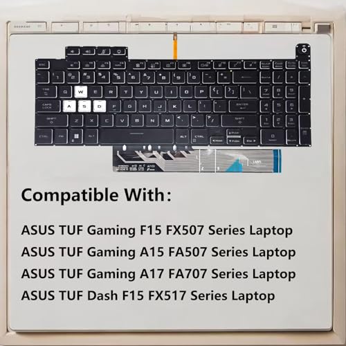 WWGTMC Replacement Keyboard for Asus TUF Gaming F15 FX507 FA507 FA507R FX507ZE FX507ZM,TUF A17 FA707 F17 FX707,TUF Dash F15 FX517 with RGB Colorful Backlit Keyboard US Layout - Image 3