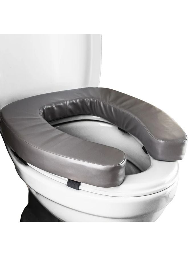 Grey Raised Toilet Seat Cushion with 2 Inch U Shaped Lift Soft Padding Non Slip Surface - Image 2