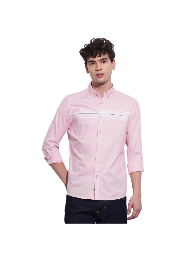 بيينغ هيومان Mens Peach Collared Long Sleeve Shirt