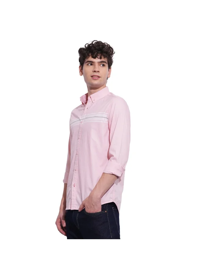 بيينغ هيومان Mens Peach Collared Long Sleeve Shirt