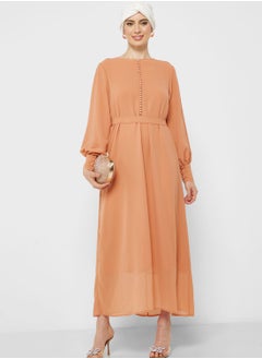 Puff Sleeve Chiffon Dress