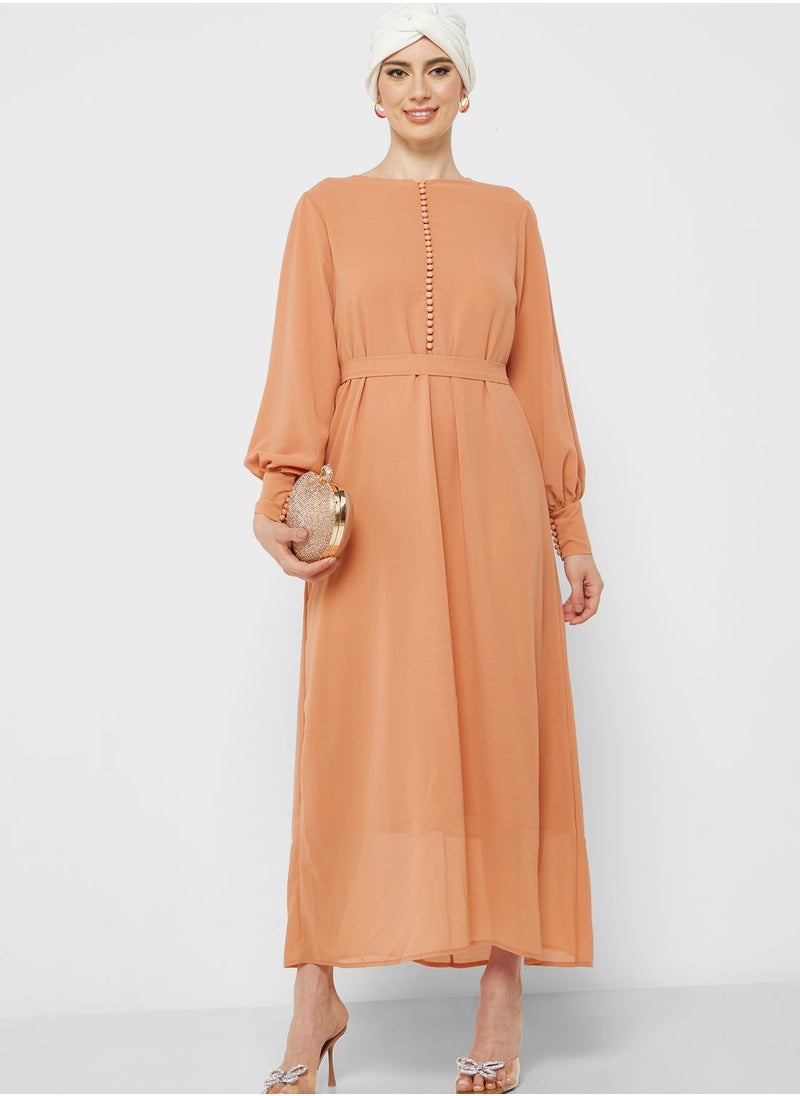 Khizana - Puff Sleeve Chiffon Dress - Image 1