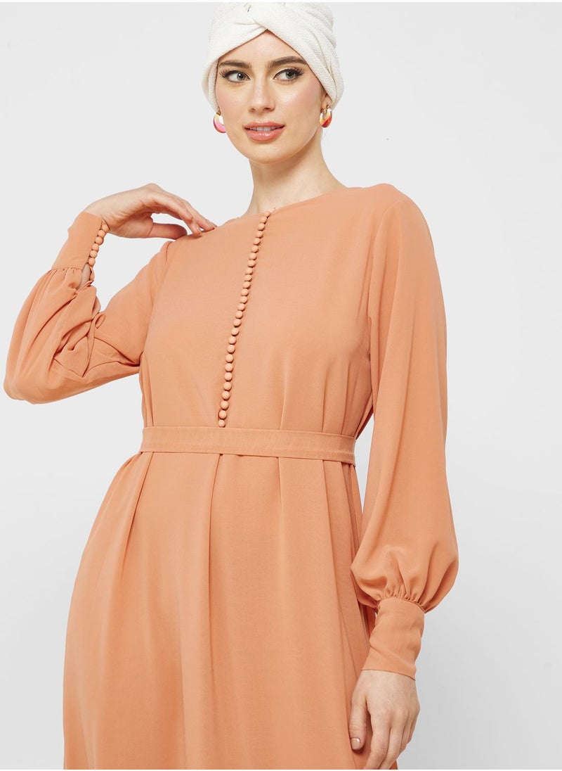 Khizana - Puff Sleeve Chiffon Dress - Image 1