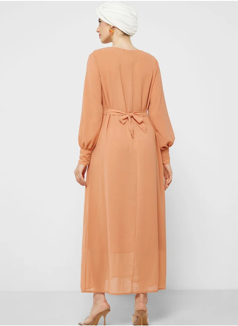 Khizana Puff Sleeve Chiffon Dress