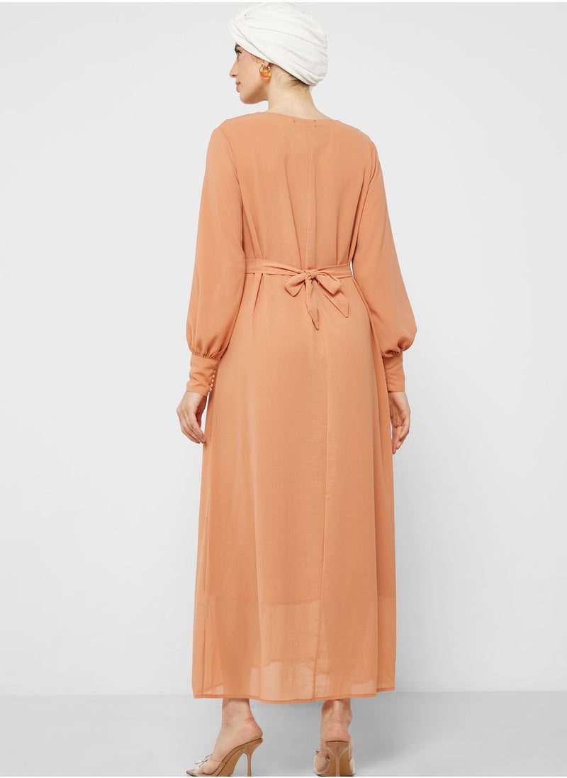 Khizana - Puff Sleeve Chiffon Dress - Image 1