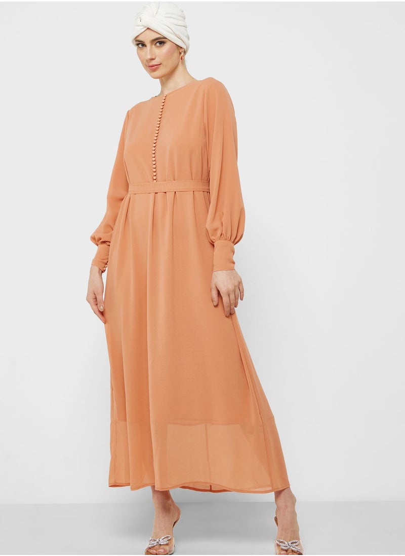 Khizana - Puff Sleeve Chiffon Dress - Image 1