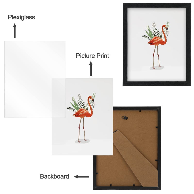 NAOKBOEE 7x10 Picture Frame in Black - Horizontal and Vertical Formats for Wall and Tabletop - Composite Wood with Shatter Resistant Plexiglass - Image 3